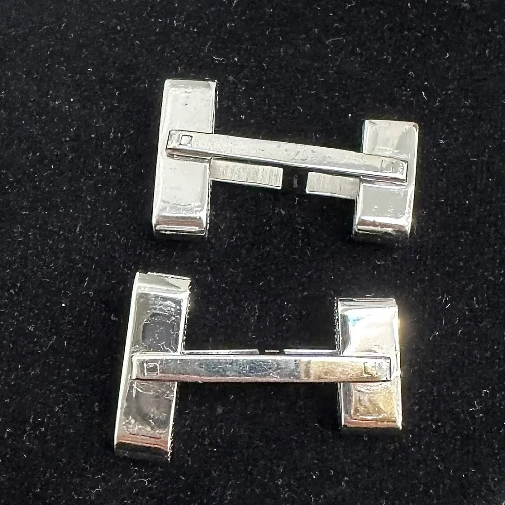ERMENEGILDO ZEGNA STERLING SILVER & PURPLE CUFFLINKS